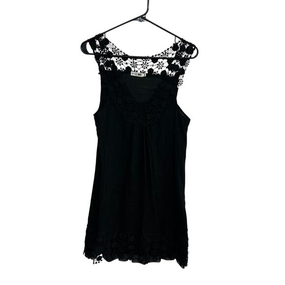 Boho Crochet Lace Tunic Dress Style 101 Black Dark Feminine Small - Picture 1 of 8